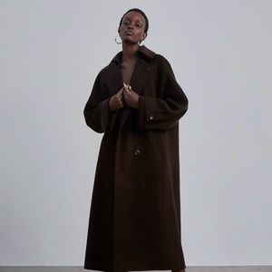 Chocolate Wool Maison Silk Coat - NWT